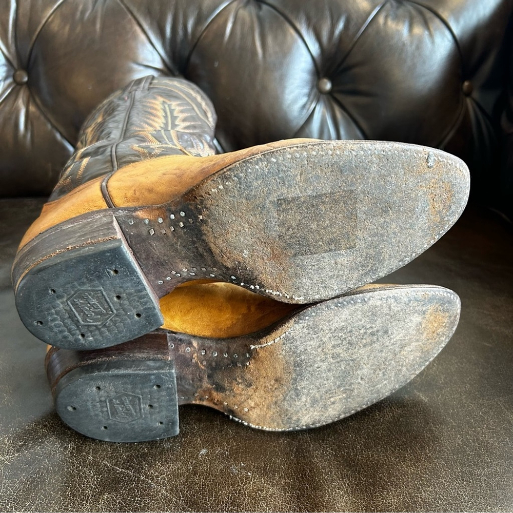 Tony Lama Menβs Brown and Tan Cowboy size 7.5D (Standard Width) - Picture 5 of 10